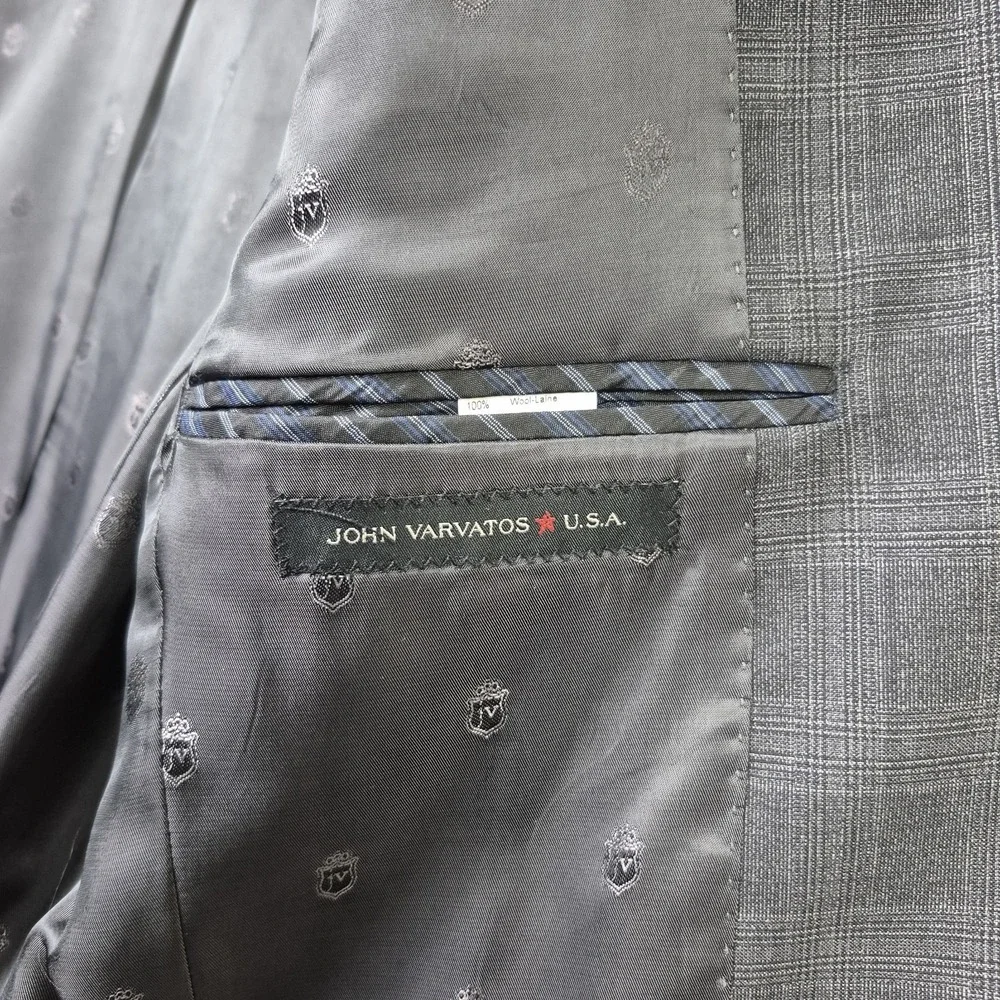 John Varvatos USA Mens Grey Glen Plaid 100% Wool‎ Blazer Sport Coat 36R